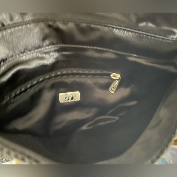 The Sak Black Crochet Flap Snap Closure Faux Tortoise Links Shoulder Mini Bag - Picture 6 of 11